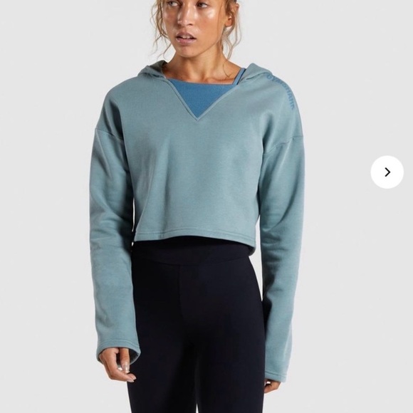 Gymshark Tops - Gymshark Solo Cropped Hoodie Turquoise Small Athleisure Gym Athletic Loungewear‎